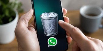 Telefono con cestino di Whatsapp in primo piano