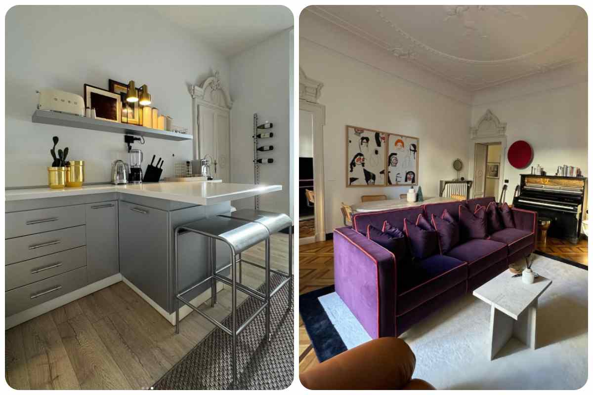 Il salone e la cucina di Stefano De Martino