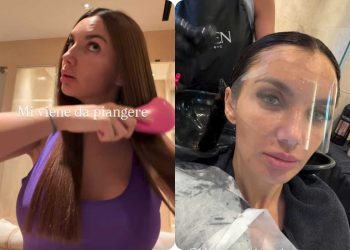 Collage Elettra Lamborghini prima e dopo look