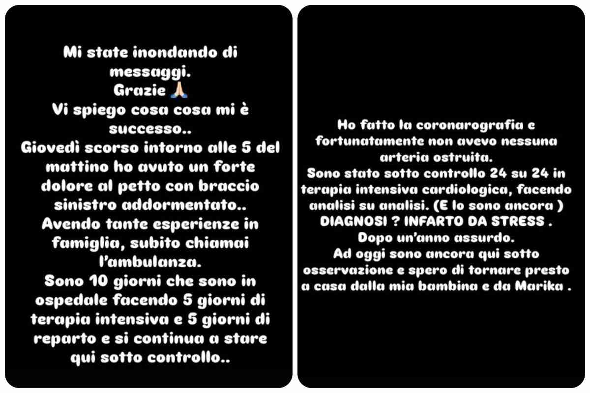 Screeen Gianluca Tornese ricovero