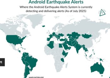 I Paesi in cui sono attivi gli alert sui terremoti di Android Earthquake