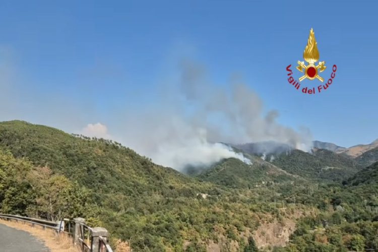 Incendio sul monte Barone