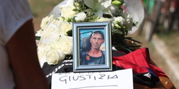 I funerali di Nicola Musiani, massacrato di botte su un piazzale di Pinarella di Cervia, viale Tritone, nella notte tra il 18 e il 19 luglio in una immagine del 01 agosto 2026.