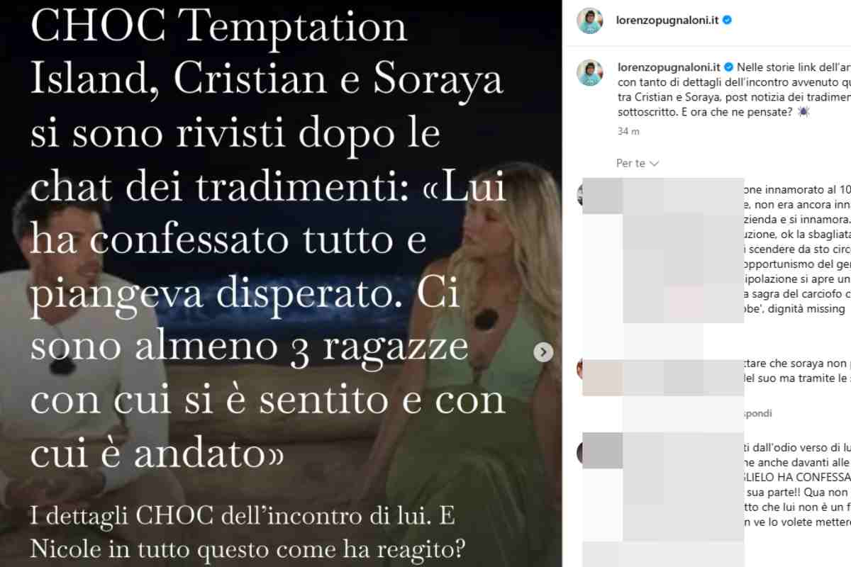 Screen confessione Cristian Tempation Island