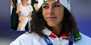 Federica Brignone indossa cappello Italia e tuta da sci, riquadro operazione