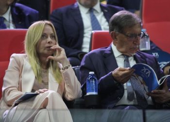 Giorgia Meloni and Italian Senate President Ignazio La Russa, during the opening ceremony of the XX Mediterranean Games in Taranto