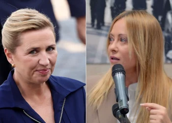 Mette Frederiksen e Giorgia Meloni in due ritratti distinti