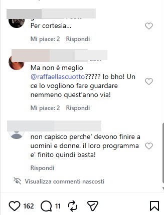 Screenshot commenti su Soraya e Francesca