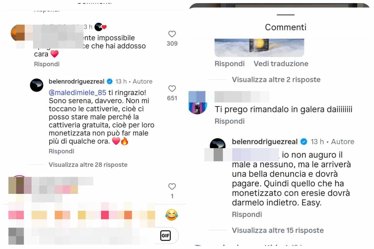 Screenshot messaggi di Belen
