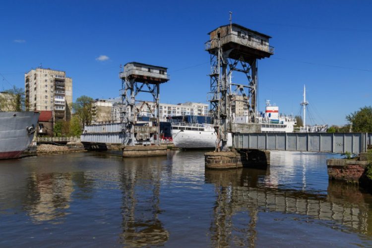 Il fiume Pregolja (Pregel) a Kaliningrad