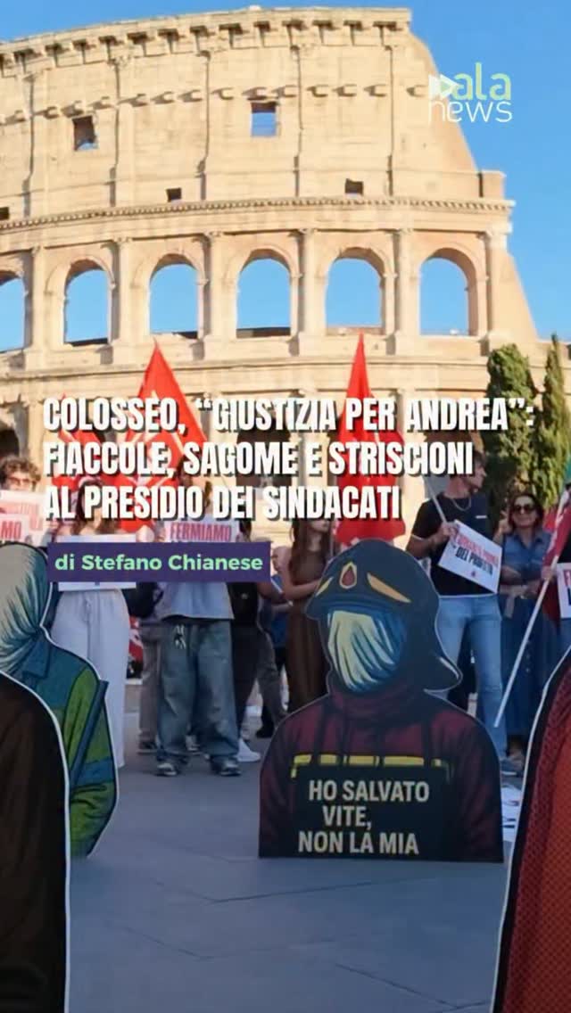 Fiaccole, sagome, cartelli e striscioni davanti al Colosseo per ricordare Andre…