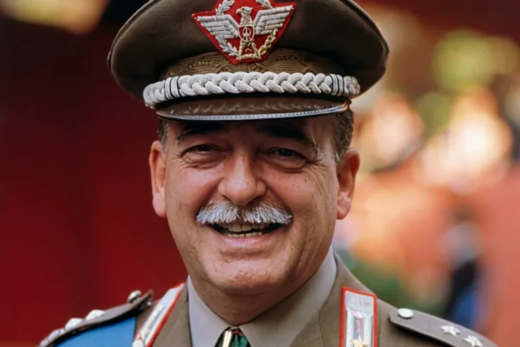 Generale Carlo Alberto Dalla Chiesa in uniforme sorride, con medaglie e cappello.