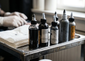 Flaconi di inchiostro utilizzati per realizzare tatuaggi