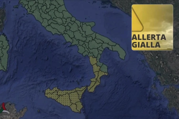 La Protezione Civile dispone l'allerta gialla in Calabria e Sicilia