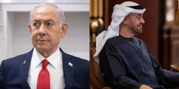 Fotomontaggio di Netanyahu e bin Zayed in primo piano