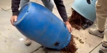 Sciopero generale a Torino, bidoni di letame rovesciati davanti al Municipio