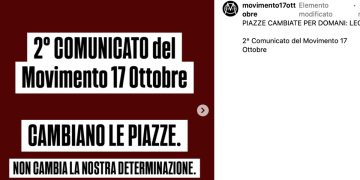 Il comunicato del Movimento 17 Ottobre annulla i punti di ritrovo ufficiali per sabato: "Cambiamo strategia"