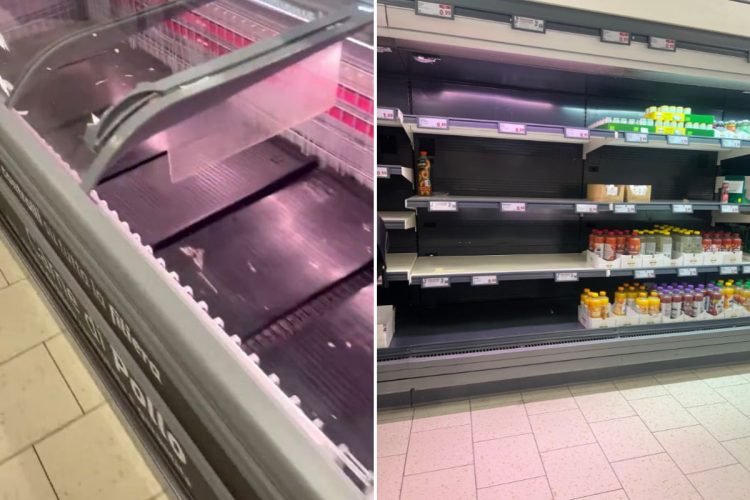 Scaffali vuoti in un supermercato