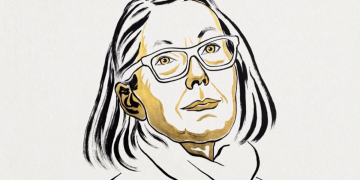 Illustrazione artistica di Anne Carson, volto e parte superiore del busto. Anne Carson, poetessa e saggista canadese, vince il Nobel per la Letteratura 2026