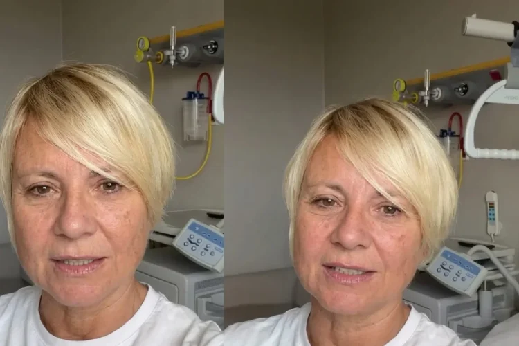 Primo piano di Antonella Elia in ospedale