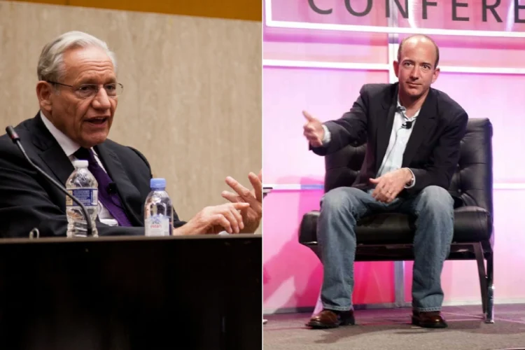 primi piani di Bob Woodward e Jeff Bezos
