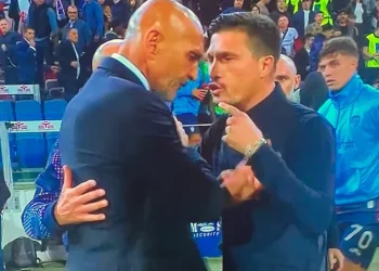 Fabio Pisacane e Luciano Spalletti dopo il diverbio in Cagliari-Juventus