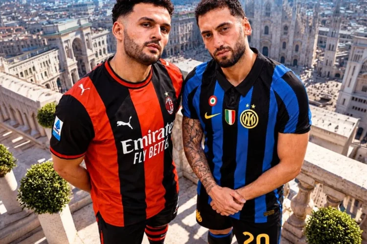 I giocatori di AC Milan e Inter si affrontano