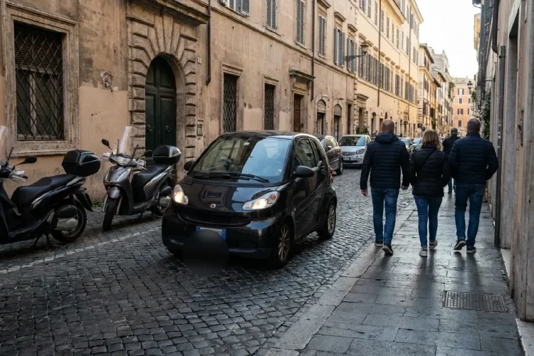 Minicar nera a Roma
